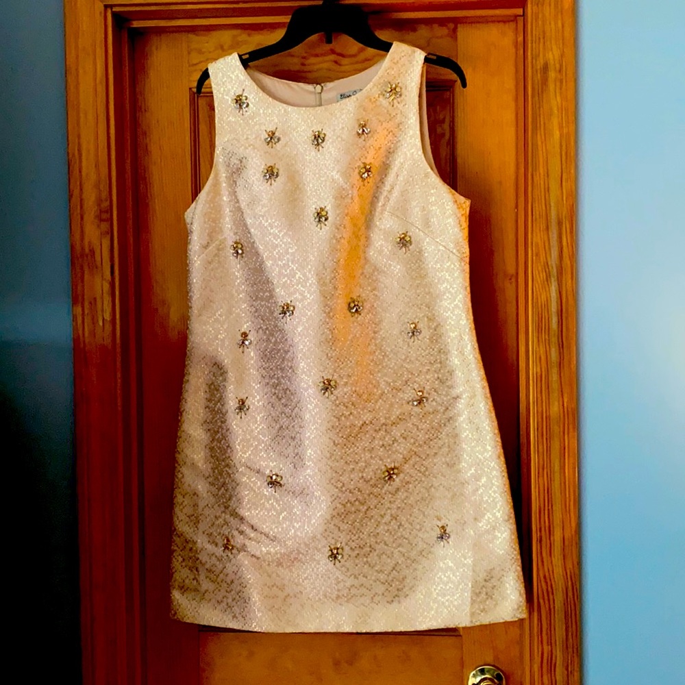 Eliza J gold sheath dress